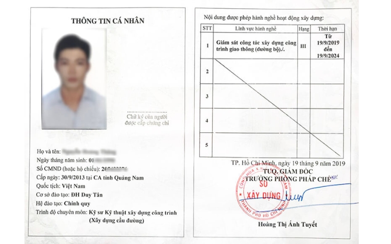 Thi Chứng Chỉ Hành Nghề Xây Dựng - Lịch Thi Mới Nhất 1 mau-chung-chi-hanh-nghe-mat-truoc